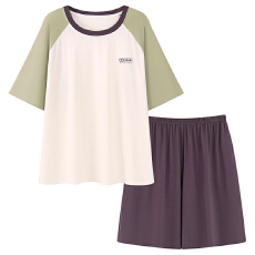 批发新款<b class='q'>男士</b>睡衣宽松休闲大码纯色简约<b class='q'>短袖</b>短裤莫代尔时尚家居服套装