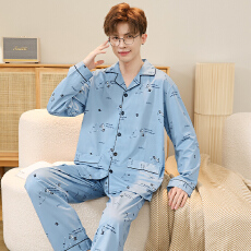 批发卡馨新款秋季长须长裤男士睡衣仿棉宽松开衫翻领<b class='q'>加肥</b><b class='q'>加大</b>套装