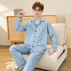 批发卡馨新款秋季长须长裤男士睡衣仿棉宽松开衫翻领<b class='q'>加肥</b><b class='q'>加大</b>套装