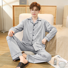 批发卡馨新款秋季长须长裤男士睡衣仿棉宽松开衫翻领<b class='q'>加肥</b><b class='q'>加大</b>套装