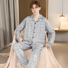 批发卡馨新款秋季长须长裤男士睡衣仿棉宽松开衫翻领<b class='q'>加肥</b><b class='q'>加大</b>套装