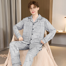 批发卡馨新款秋季长须长裤男士睡衣仿棉宽松开衫翻领<b class='q'>加肥</b><b class='q'>加大</b>套装