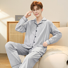 批发卡馨新款秋季长须长裤男士睡衣仿棉宽松开衫翻领<b class='q'>加肥</b><b class='q'>加大</b>套装