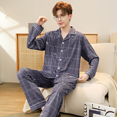 批发卡馨新款秋季长须长裤男士睡衣仿棉宽松开衫翻领<b class='q'>加肥</b><b class='q'>加大</b>套装