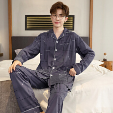 批发卡馨新款秋季长须长裤男士睡衣仿棉宽松开衫翻领<b class='q'>加肥</b><b class='q'>加大</b>套装