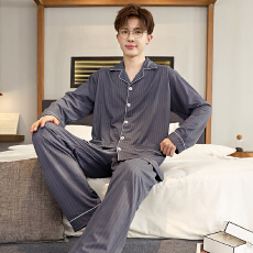 批发卡馨新款秋季长须长裤男士睡衣仿棉宽松开衫翻领<b class='q'>加肥</b><b class='q'>加大</b>套装
