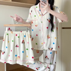 批发卡馨 夏季新款<b class='q'>睡衣</b>女云朵棉<b class='q'>三件套</b>印花卡通时尚直播爆款家居服