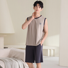 批发卡馨 男款<b class='q'>睡衣</b>夏季薄款莫代尔凉感背心短裤宽松<b class='q'>大码</b>套装