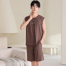 卡馨 男款睡衣夏季薄款莫代尔凉感背心短裤宽松大码套装