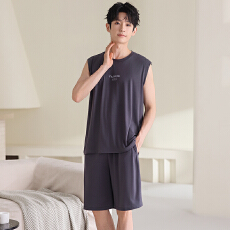 卡馨 男款睡衣夏季薄款莫代尔凉感背心短裤宽松大码套装