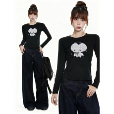 批发【220克40支92%棉+8%氨纶】修身显瘦正肩长袖t恤春秋<b class='q'>打底</b>衫高级感