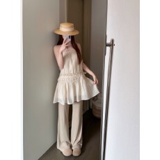 批发韩系温柔减龄小<b class='q'>清新</b>镂空针织开衫女春季木耳边吊带裙