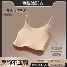 批发夏季粉底液纸片内衣女大胸显小无钢圈<b class='q'>隐形</b>无痕文胸罩束胸背心薄款