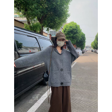 批发慵懒风毛衣<b class='q'>外套女</b>2025秋冬季新款大码胖MM宽松显瘦针织开衫上衣