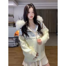 批发费尔岛慵懒风连帽针织开衫宽松显瘦软糯<b class='q'>毛衣</b>外套