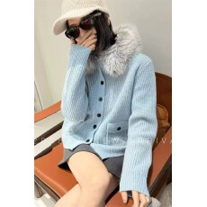 批发2026韩版新款气质可拆卸毛领<b class='q'>针织</b><b class='q'>开衫</b>女秋冬时髦口袋设计宽松毛衣