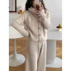 批发新款欧货时尚针织衫马甲阔腿<b class='q'>裤</b><b class='q'>三件套</b>宽松慵懒套装