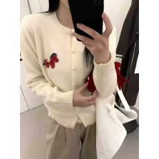 批发红色小马开衫红色春冬新款圆领<b class='q'>外套</b>毛衣上衣宽松针织<b class='q'>女装</b>