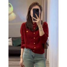 批发韩版小马刺绣纯山<b class='q'>羊绒</b>开衫女高级感羊毛针织毛衣<b class='q'>外套</b>