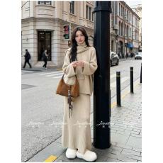 批发温柔韩系风针织套装女秋冬垂坠感宽松半身<b class='q'>长裙</b>轻熟风三件套穿搭潮