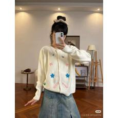 批发韩系~重工花朵刺绣针织开衫软糯百搭温柔气质毛衣外套