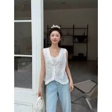 批发高端欧货<b class='q'>夏季</b>新款新中式国风重工钉珠宽松天丝棉马甲背心外套