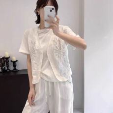 批发高端欧货<b class='q'>夏季</b>新款新中式国风重工钉珠宽松天丝棉马甲背心外套