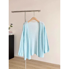 批发春夏新款韩版宽松薄款长袖针织<b class='q'>开衫</b>女<b class='q'>马海毛</b>防晒衣慵懒风休闲百搭