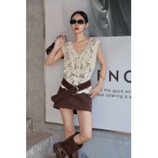 批发法式民族风钩花粗线针织马甲镂空薄款单排扣<b class='q'>开衫</b>+长袖打底套装<b class='q'>女</b>