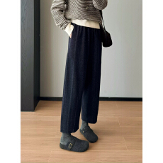 批发花纱柏林裤！冬季保暖加厚磨毛松紧高腰山本羊毛毛呢马丘裤