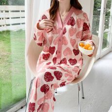 批发秋冬新和尚领仿棉单面牛奶丝开衫长袖睡衣女家居服
