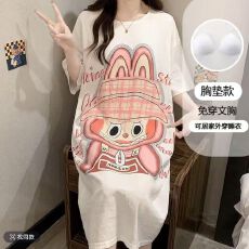 批发【3花型】短袖带胸垫睡裙女云朵棉夏季卡通<b class='q'>可爱</b>甜美家居服<b class='q'>连衣裙</b>