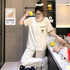 批发抖音小红书直播爆款夏季三件套云朵棉睡衣女士短袖卡通学生家居服