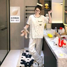 批发抖音小红书直播爆款夏季三件套云朵棉睡衣女士短袖卡通学生家居服