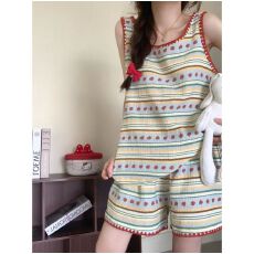 批发新款<b class='q'>睡衣</b>女云朵棉夏季薄短袖背心套装<b class='q'>可爱</b>可外穿家居服