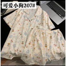 批发22花型甜美睡衣夏季云朵棉短袖短裤少<b class='q'>女</b>翻领睡衣<b class='q'>女</b>可外穿家居服
