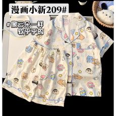 批发22花型甜美睡衣夏季云朵棉短袖短裤少<b class='q'>女</b>翻领睡衣<b class='q'>女</b>可外穿家居服
