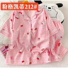 批发22花型甜美睡衣夏季云朵棉短袖短裤少<b class='q'>女</b>翻领睡衣<b class='q'>女</b>可外穿家居服