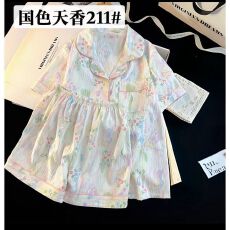 批发22花型甜美睡衣夏季云朵棉短袖短裤少<b class='q'>女</b>翻领睡衣<b class='q'>女</b>可外穿家居服