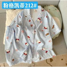 批发22花型甜美睡衣夏季云朵棉短袖短裤少<b class='q'>女</b>翻领睡衣<b class='q'>女</b>可外穿家居服