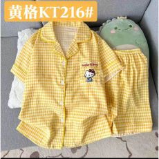 批发22花型甜美睡衣夏季云朵棉短袖短裤少<b class='q'>女</b>翻领睡衣<b class='q'>女</b>可外穿家居服