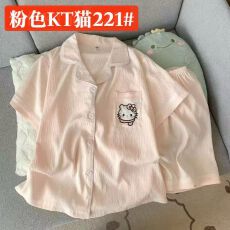 批发22花型甜美睡衣夏季云朵棉短袖短裤少<b class='q'>女</b>翻领睡衣<b class='q'>女</b>可外穿家居服
