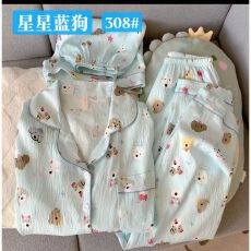 批发18花型夏季甜美<b class='q'>睡衣</b>云朵棉三件套翻领<b class='q'>睡衣</b>夏天女外穿<b class='q'>家居服</b>套装