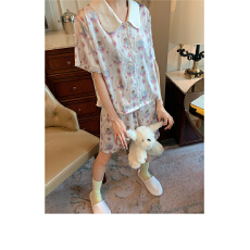 批发冰丝夏季新款睡衣女韩版ins家居服女可爱兔子短袖短裤套装