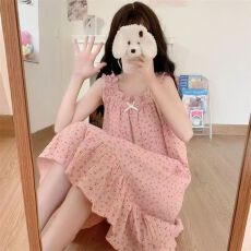 批发53花型带胸垫泡泡棉睡衣女夏季爆款<b class='q'>睡裙</b>吊带印花<b class='q'>公主</b>风家居服