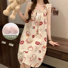 批发53花型带胸垫泡泡棉睡衣女夏季爆款<b class='q'>睡裙</b>吊带印花<b class='q'>公主</b>风家居服