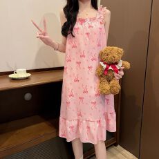 批发53花型带胸垫泡泡棉睡衣女夏季爆款<b class='q'>睡裙</b>吊带印花<b class='q'>公主</b>风家居服
