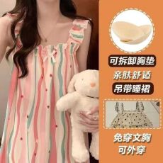 批发53花型带胸垫泡泡棉睡衣女夏季爆款<b class='q'>睡裙</b>吊带印花<b class='q'>公主</b>风家居服