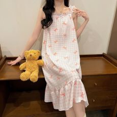 批发53花型带胸垫泡泡棉睡衣女夏季爆款<b class='q'>睡裙</b>吊带印花<b class='q'>公主</b>风家居服