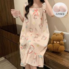 批发53花型带胸垫泡泡棉睡衣女夏季爆款<b class='q'>睡裙</b>吊带印花<b class='q'>公主</b>风家居服